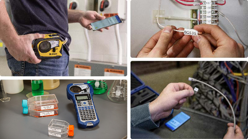 A collage of different applications for the M210, M211, and BMP41 printers.