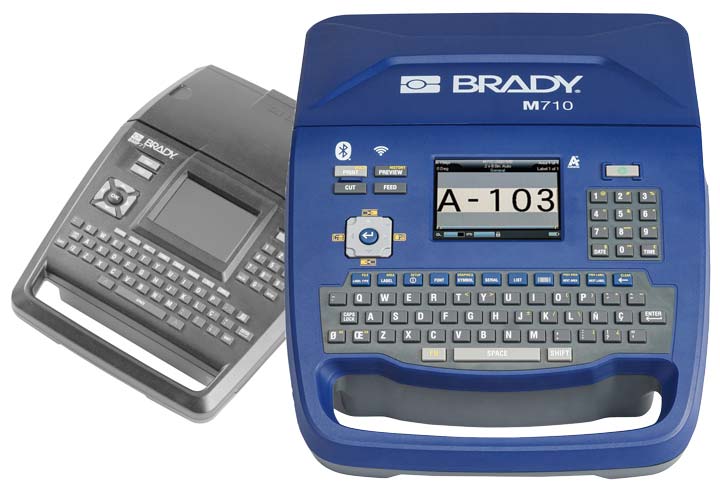 A Brady M710 printer in front of a grayed out BMP71 printer.