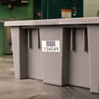 A general purpose barcode label applied to storage bin.